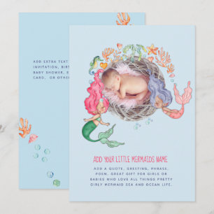 Mermaids Personnalisé PHOTO Invitation Faire-part