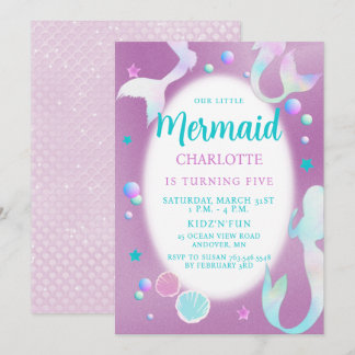 Mermaids Rainbow Iridescent Glitzer Aqua Birthday Einladung