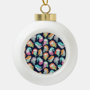 Mermaids: skurrile nahtlose Muster. Keramik Kugel-Ornament
