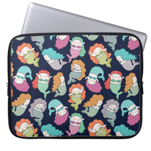 Mermaids: skurrile nahtlose Muster. Laptopschutzhülle