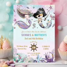 Mermaids und Pirates Twins Siblings Gemeinsamer Ge