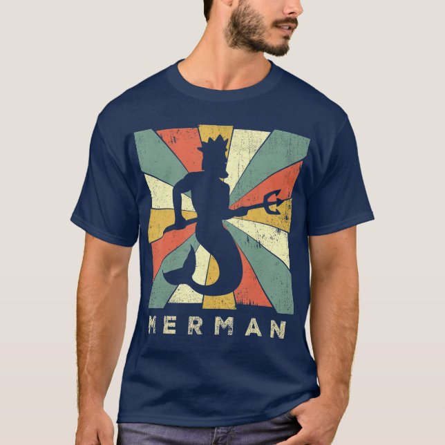 Merman Lover Vintag Retro Style T-Shirt (Vorderseite)