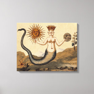 Merman mit drei Gesichtern Leinwanddruck