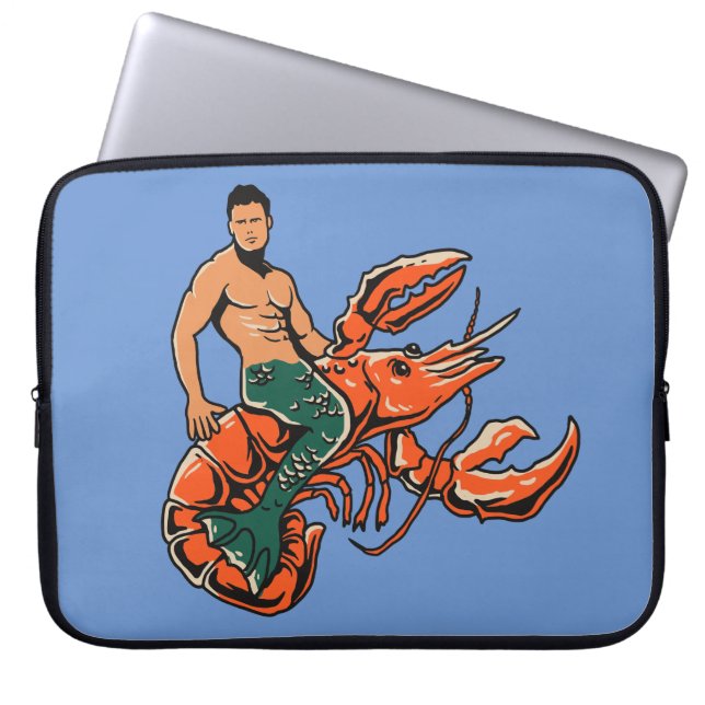 Merman Riding Lobster Laptop Case (Vorderseite)