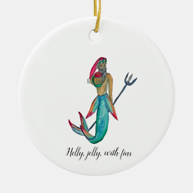 Merman Santa Keramik Ornament (Vorne)