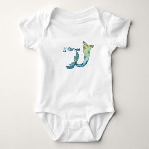 Merman Schwanz Aquarellkarosserie Baby Strampler