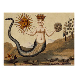 Merman Sun und Moon Symbol Perfect Poster