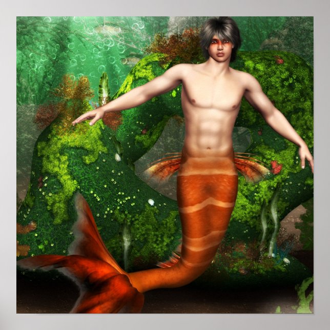 Merman Swimming Poster (Vorne)