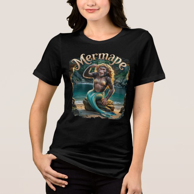 Mermape Fotografie Combo Kreatur Funny Tri-Blend Shirt (Vorderseite)