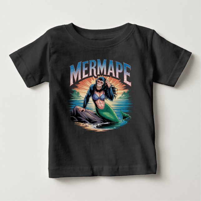 Mermape Illustration Combo Creature Funny Baby T-shirt (Vorderseite)