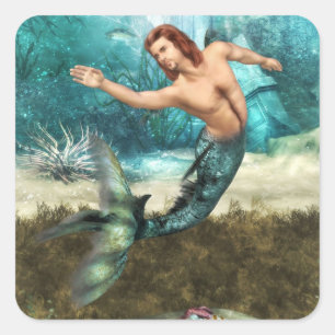 Mermen-Aufkleber Quadratischer Aufkleber