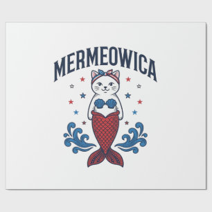 Mermeowica Patriotisches Katze Meerjungfrau Shirt Geschenkpapier