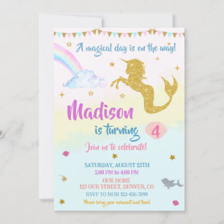 Mermicorn Geburtstagseinladung Girl Magical Party Einladung