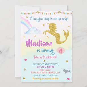 Mermicorn invitation anniversaire Fille Fête magiq