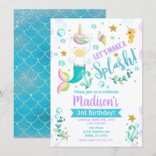 Mermicorn Invitation Anniversaire Mermaid Unicorn