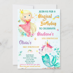 Mermicorn und Princess zum Geburtstag eingeladen M Einladung