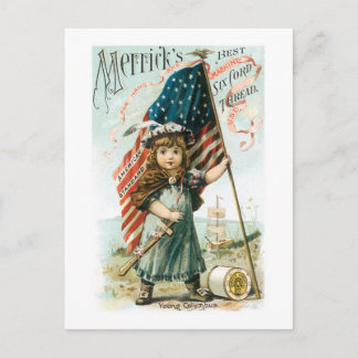 Merricks Thread Girl mit US-Flagge Postkarte
