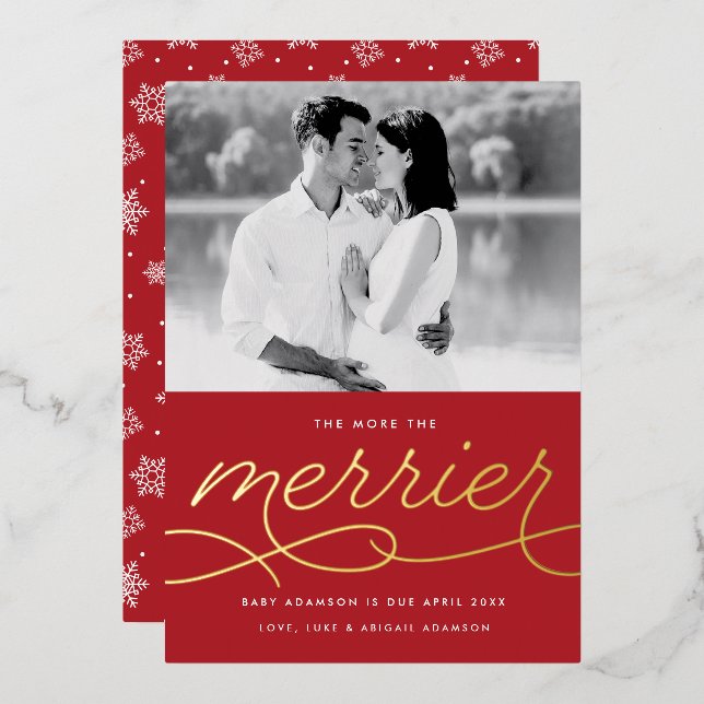 Merrier Faire-part de grossesse Foil Carte de vaca (Recto/Verso)