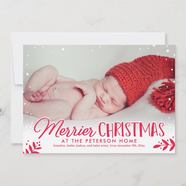 Merrier Noël Baby Faire-part Carte de vacances (Devant)