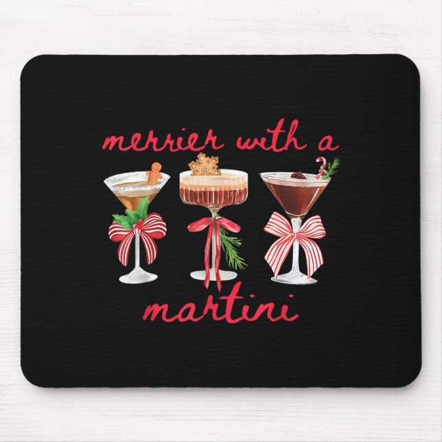 Merrier With A Martini Funny Bachelorette Merry Ch Mousepad (Vorne)