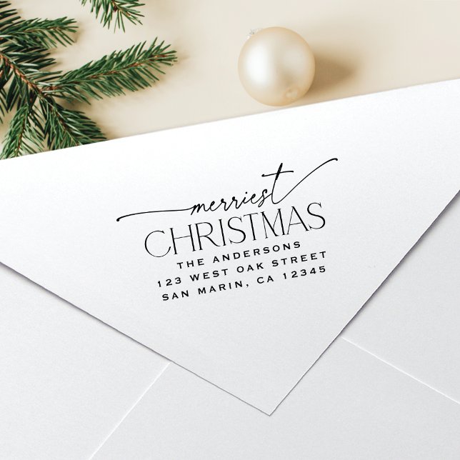 Merriest Christmas Elegant Holiday Return Address Permastempel (Von Creator hochgeladen)