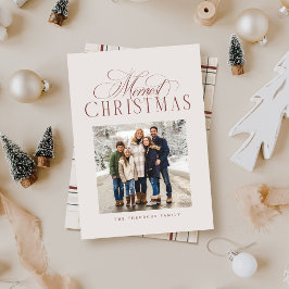 Merriest Christmas simple elegant neutral photo Feiertagskarte