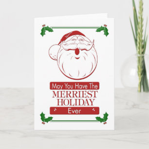 merriest holiday retro santa feiertagskarte