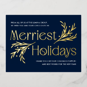 Merriest Holidays FOIL Business Holiday Carte post