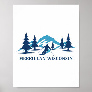 Merrillan Wisconsin Skigebiet Skifahren Skifahrer Poster