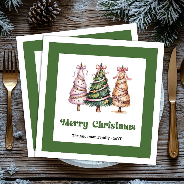 Merrily Christmas Tree Leopard Print Dinner Napkin Serviette (Merrily Christmas Tree Leopard Print Dinner Napkins!)