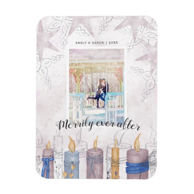 Merrily Ever After Pastel Holiday Foto magnet (Vertikal)