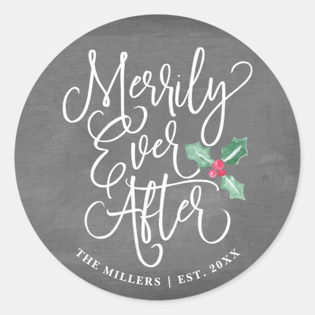 Merrily immer nach Hochzeit | Grau Runder Aufkleber (Vorderseite)