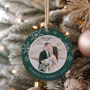 Merrily immer nach Hochzeitsstift Foto Keramik Ornament