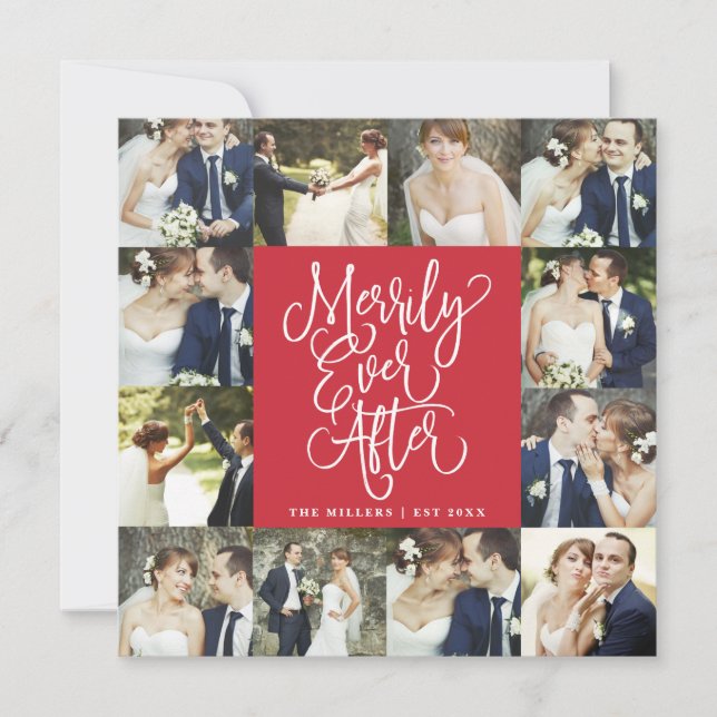 Merrily immer nach Hochzeitstag 12 Fotokarte Einladung (Vorderseite)