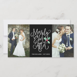 Merrily immer nach Hochzeitstag 2-Foto Black Feiertagskarte