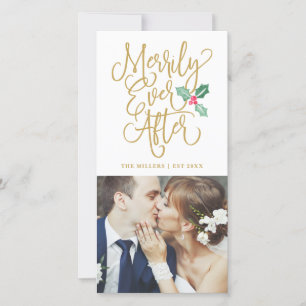 Merrily immer nach Hochzeitstag Foto Gold Feiertagskarte