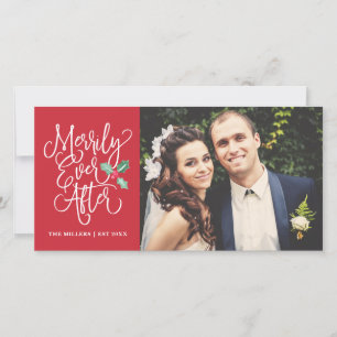 Merrily immer nach Hochzeitstag Foto   Rot Feiertagskarte