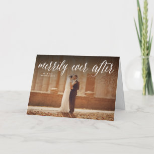 Merrily immer nach trendy Script Foto Wedding Feiertagskarte