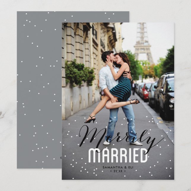 Merrily Verheiratet Couple Holiday Feiertagskarte (Vorne/Hinten)