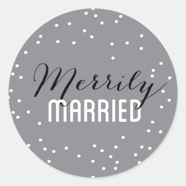 Merrily Verheiratet Couple Holiday Runder Aufkleber (Vorderseite)