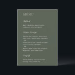 Merrin Moss Elegant Wedding Menükarte<br><div class="desc">Modernes Hochzeitsmenü mit einem schlichten und dennoch eleganten Design.</div>