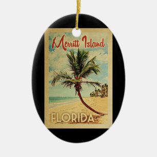 Merritt Insel-Palme-Vintage Reise Keramik Ornament