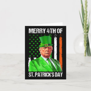 Merry 4. St Patricks Day Trump Leprechaun Hat Karte
