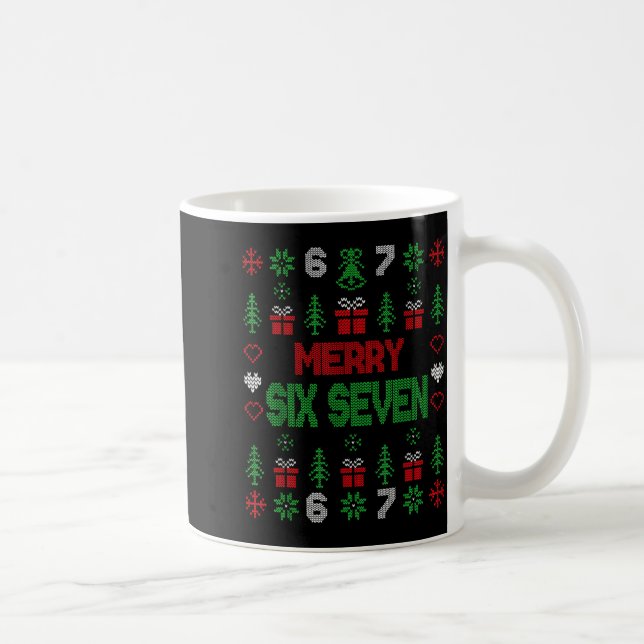 Merry 67 Six Seven 6 7 Meme Christmas Funny Gen Al Kaffeetasse (Rechts)