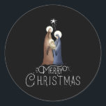 Merry Advent Nativity Szene North Star Runder Aufkleber<br><div class="desc">Feiern Sie den Urlaubssgeist mit dieser charmanten Krippenlandschaft. Mit einem Nordstern bringt es eine Touch von Freude und Tradition in Ihre festliche Dekoration.</div>