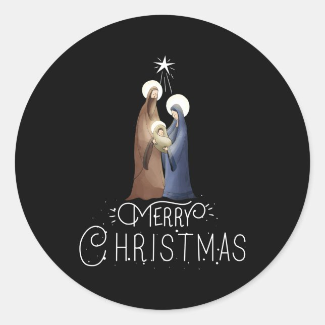 Merry Advent Nativity Szene North Star Runder Aufkleber (Vorderseite)