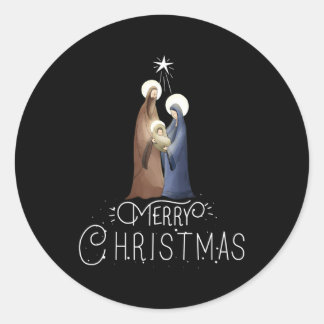 Merry Advent Nativity Szene North Star Runder Aufkleber