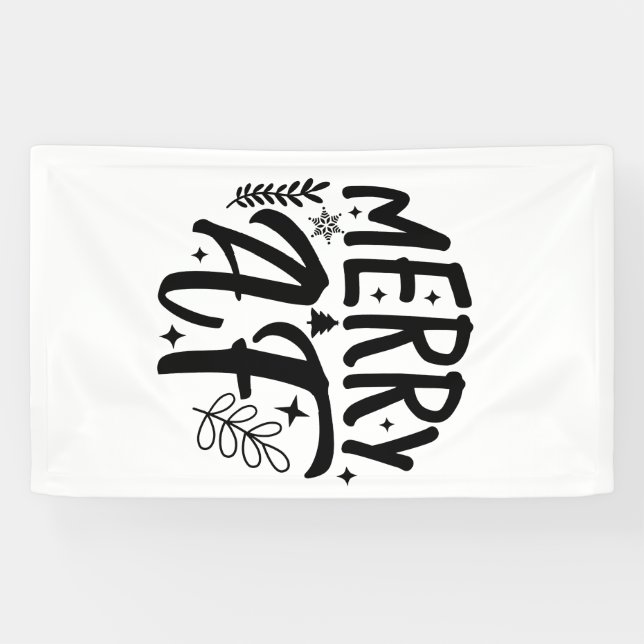 Merry Af Funny Christmas Snowflake Xmas Banner (Horizontal)