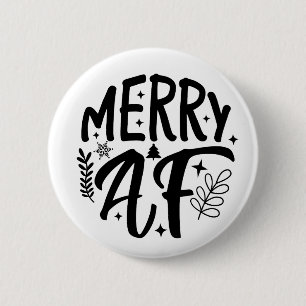 Merry Af Funny Christmas Snowflake Xmas Button