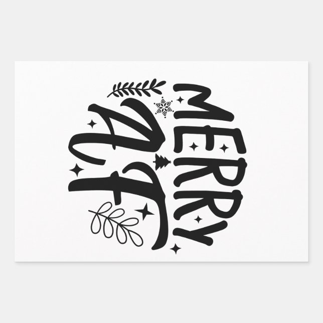 Merry Af Funny Christmas Snowflake Xmas Geschenkpapier Set (Vorderseite)